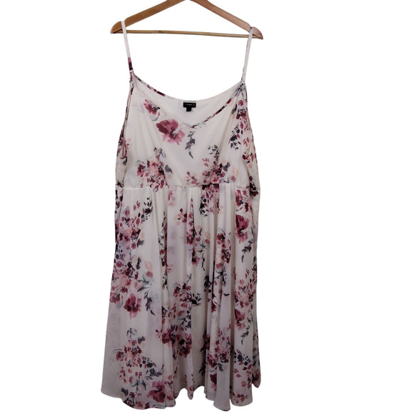 Torrid Dress Womens 5 White Floral Sleeveless Chiffon Lined Pockets Plus Size - Picture 6 of 17
